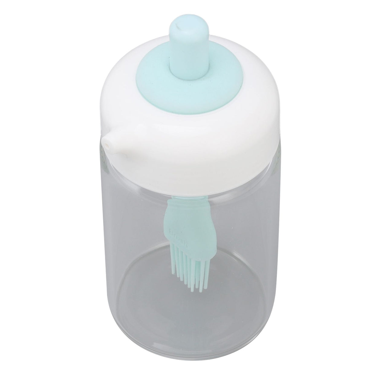 Press Control 2 in 1 Oil Bottle Dispenser Kitchen Glass Oil Bottle with Silicone Brush 230ml Blue