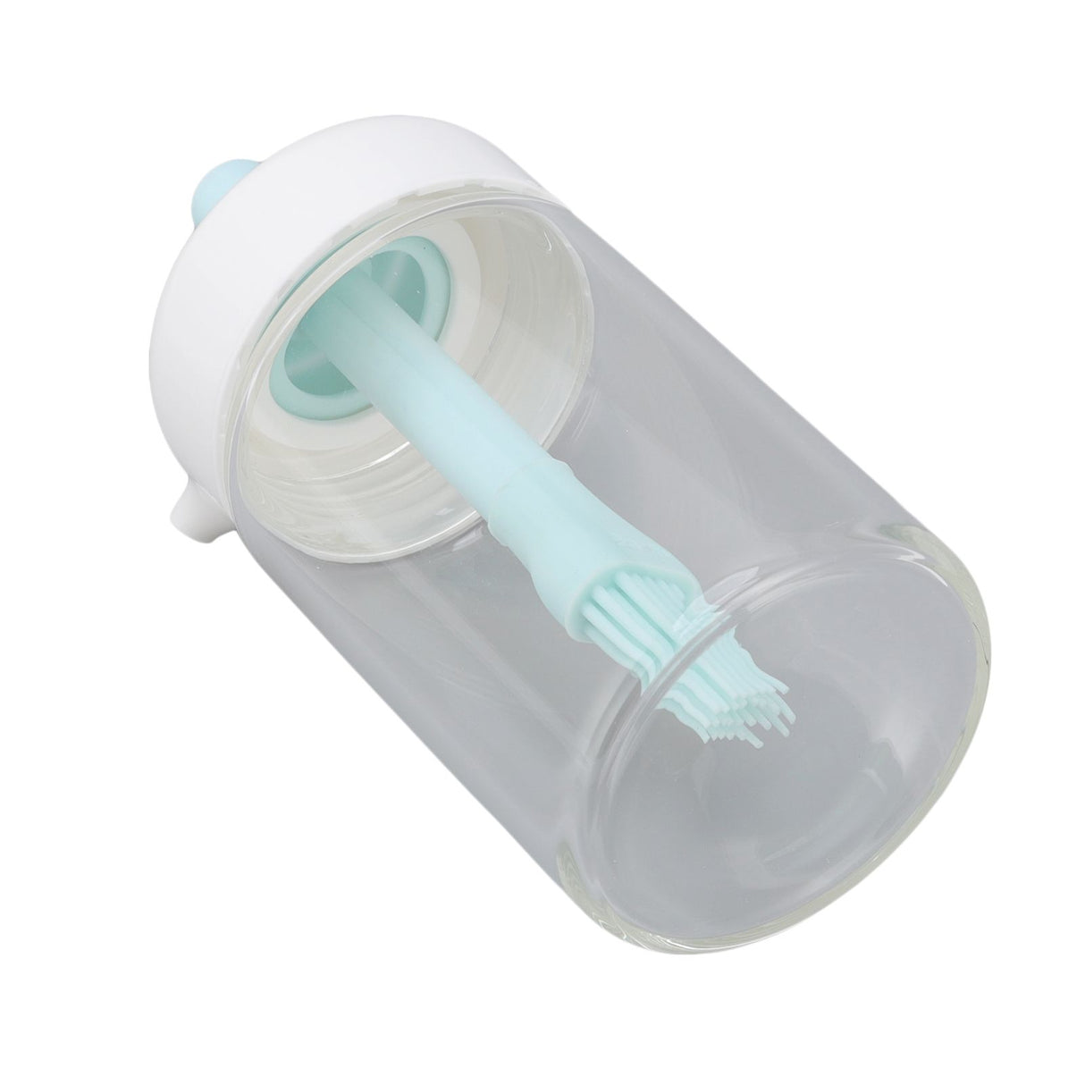 Press Control 2 in 1 Oil Bottle Dispenser Kitchen Glass Oil Bottle with Silicone Brush 230ml Blue