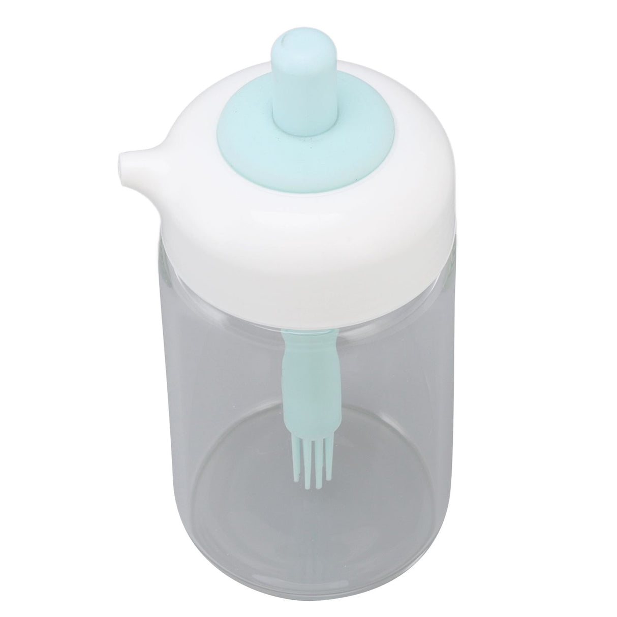 Press Control 2 in 1 Oil Bottle Dispenser Kitchen Glass Oil Bottle with Silicone Brush 230ml Blue