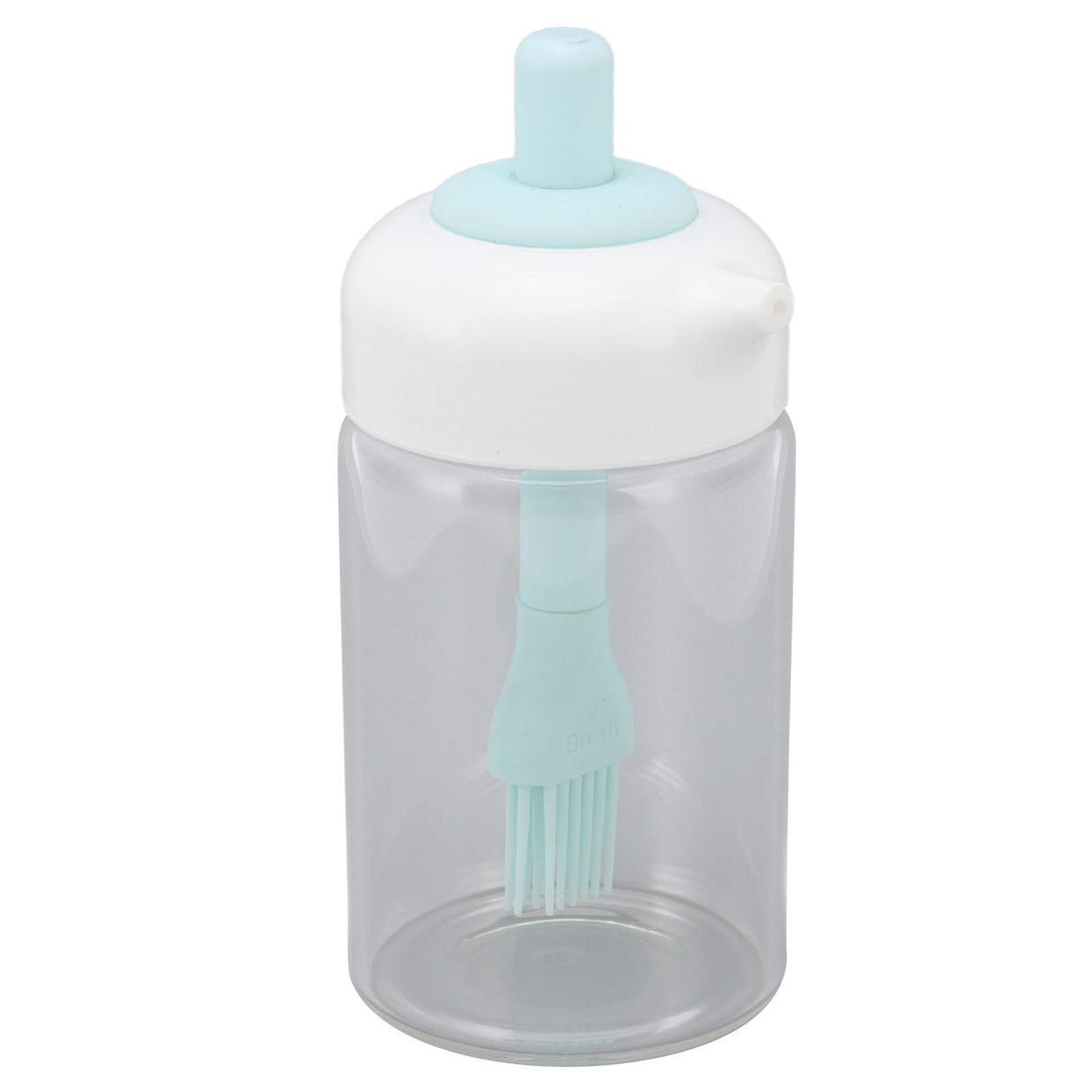 Press Control 2 in 1 Oil Bottle Dispenser Kitchen Glass Oil Bottle with Silicone Brush 230ml Blue