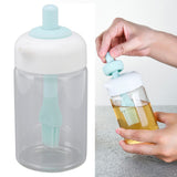 Press Control 2 in 1 Oil Bottle Dispenser Kitchen Glass Oil Bottle with Silicone Brush 230ml Blue