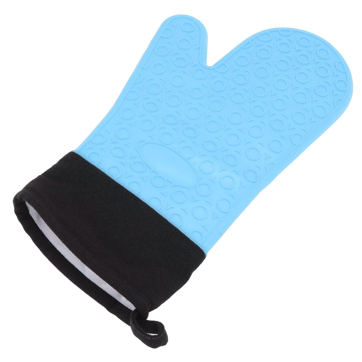 Silicone Oven Mitts Non Slip Kitchen Baking Gloves High Temperature Resistant 2 Fingers Long Blue