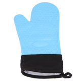 Silicone Oven Mitts Non Slip Kitchen Baking Gloves High Temperature Resistant 2 Fingers Long Blue