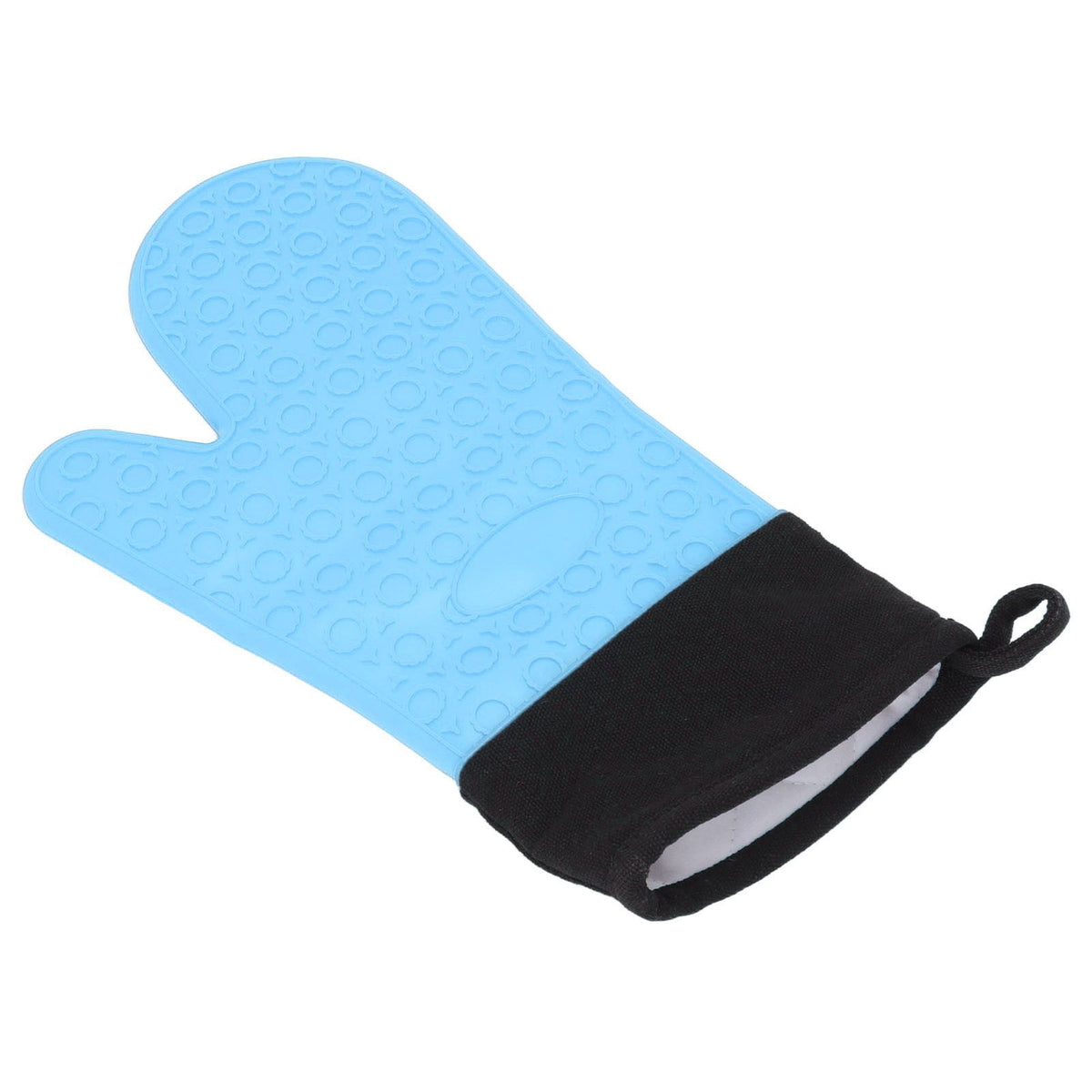 Silicone Oven Mitts Non Slip Kitchen Baking Gloves High Temperature Resistant 2 Fingers Long Blue