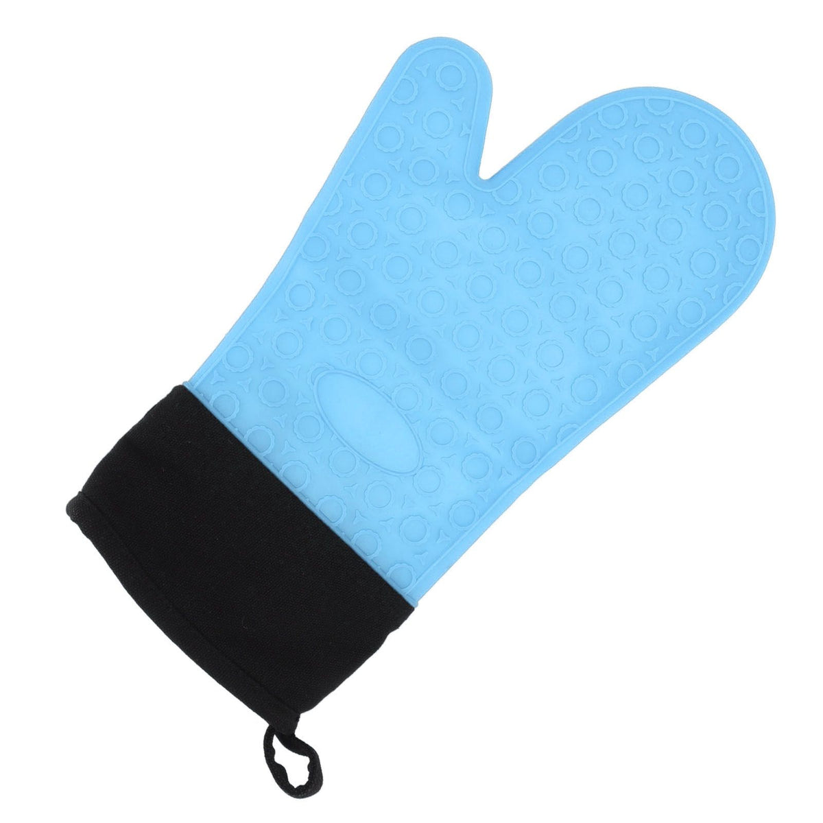 Silicone Oven Mitts Non Slip Kitchen Baking Gloves High Temperature Resistant 2 Fingers Long Blue