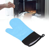 Silicone Oven Mitts Non Slip Kitchen Baking Gloves High Temperature Resistant 2 Fingers Long Blue - Extra Image
