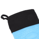 Silicone Oven Mitts Non Slip Kitchen Baking Gloves High Temperature Resistant 2 Fingers Long Blue - Extra Image