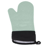 Silicone Oven Mitts Non Slip Kitchen Baking Gloves High Temperature Resistant 2 Fingers Long Green - 45-Degree Angle