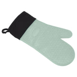 Silicone Oven Mitts Non Slip Kitchen Baking Gloves High Temperature Resistant 2 Fingers Long Green