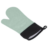 Silicone Oven Mitts Non Slip Kitchen Baking Gloves High Temperature Resistant 2 Fingers Long Green