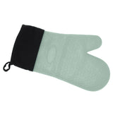 Silicone Oven Mitts Non Slip Kitchen Baking Gloves High Temperature Resistant 2 Fingers Long Green