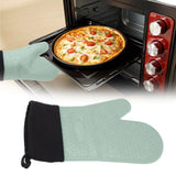 Silicone Oven Mitts Non Slip Kitchen Baking Gloves High Temperature Resistant 2 Fingers Long Green