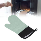Silicone Oven Mitts Non Slip Kitchen Baking Gloves High Temperature Resistant 2 Fingers Long Green