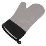 Silicone Oven Mitts Non Slip Kitchen Baking Gloves High Temperature Resistant 2 Fingers Long Gray