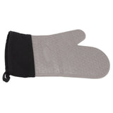 Silicone Oven Mitts Non Slip Kitchen Baking Gloves High Temperature Resistant 2 Fingers Long Gray - Side View