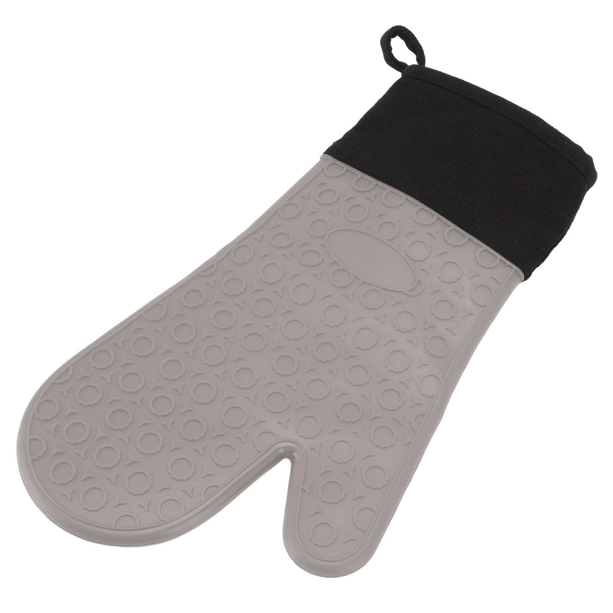 Silicone Oven Mitts Non Slip Kitchen Baking Gloves High Temperature Resistant 2 Fingers Long Gray