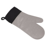 Silicone Oven Mitts Non Slip Kitchen Baking Gloves High Temperature Resistant 2 Fingers Long Gray - Rear View