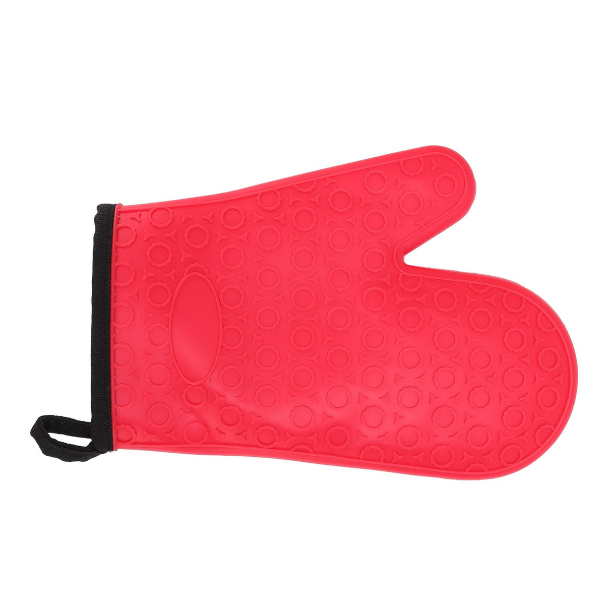 Silicone Oven Mitt High Temperature Resistant Waterproof Slip Proof Kitchen Baking Glove with Cotton Liner Red