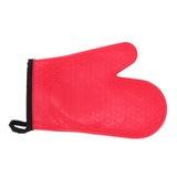 Silicone Oven Mitt High Temperature Resistant Waterproof Slip Proof Kitchen Baking Glove with Cotton Liner Red