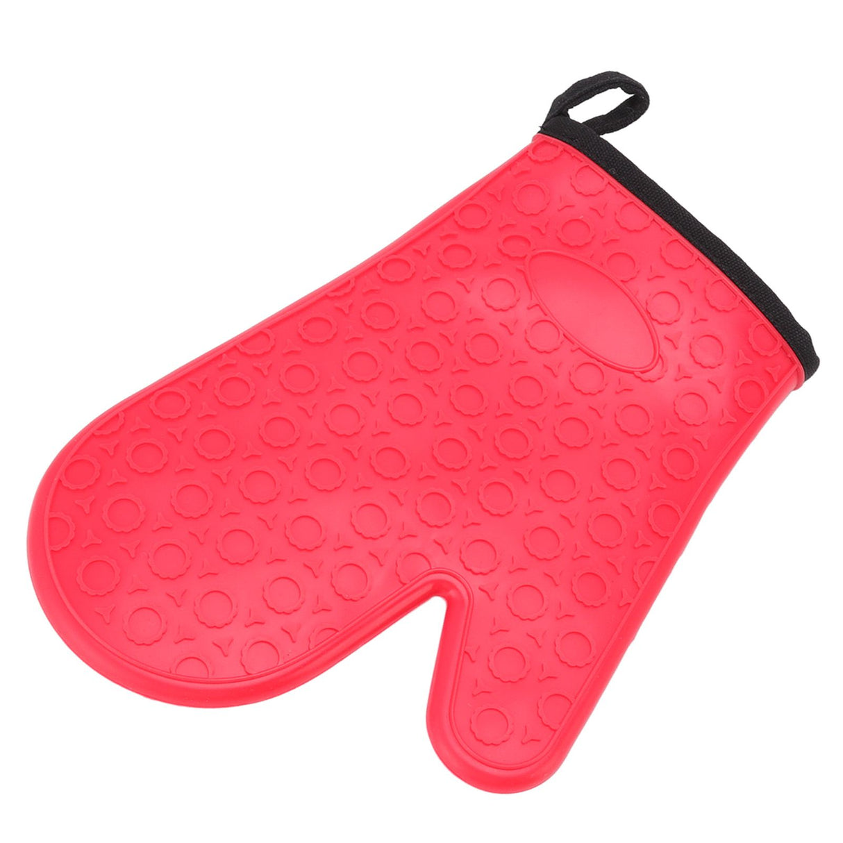 Silicone Oven Mitt High Temperature Resistant Waterproof Slip Proof Kitchen Baking Glove with Cotton Liner Red