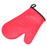 Silicone Oven Mitt High Temperature Resistant Waterproof Slip Proof Kitchen Baking Glove with Cotton Liner Red