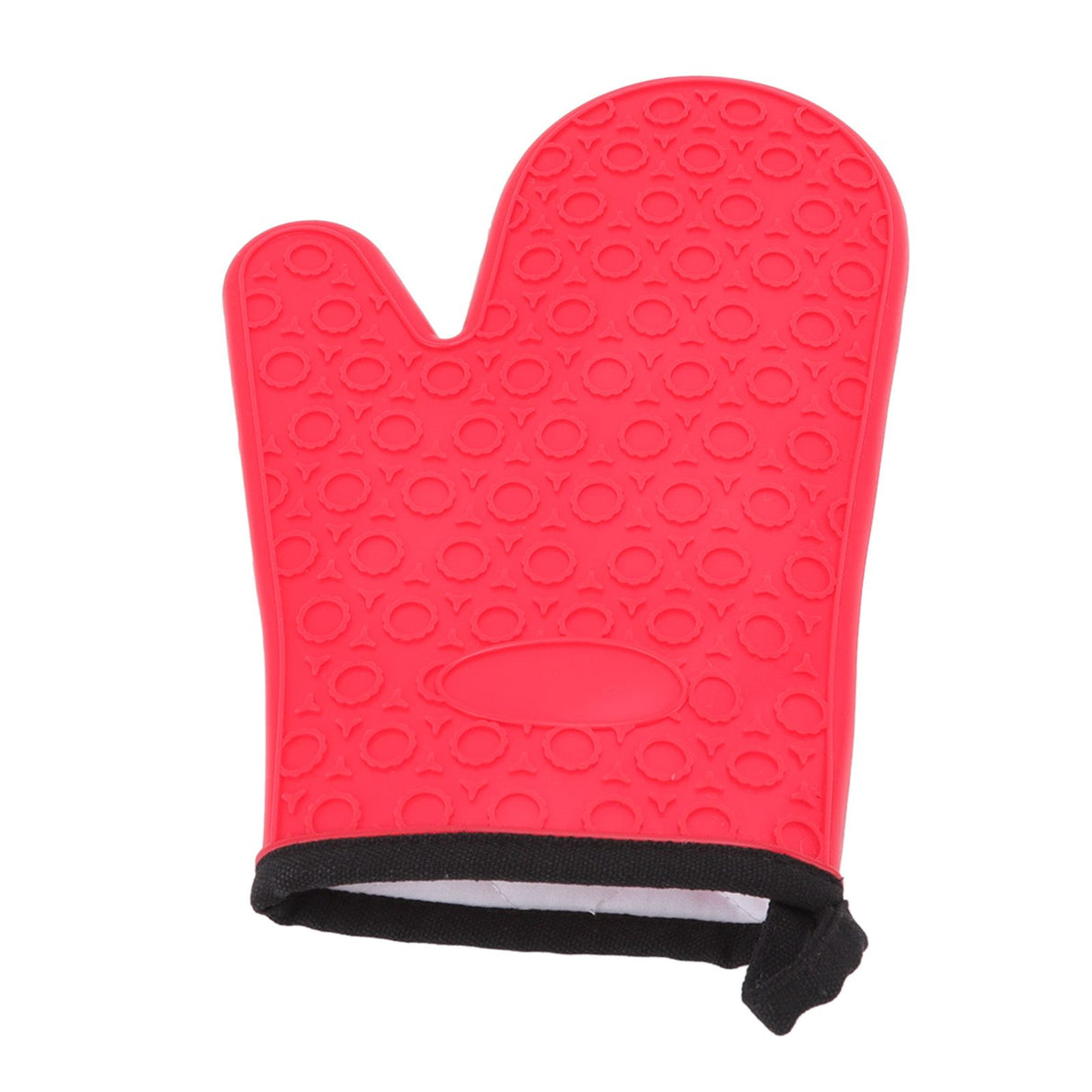 Silicone Oven Mitt High Temperature Resistant Waterproof Slip Proof Kitchen Baking Glove with Cotton Liner Red