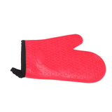 Silicone Oven Mitt High Temperature Resistant Waterproof Slip Proof Kitchen Baking Glove with Cotton Liner Red - Low Angle