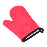 Silicone Oven Mitt High Temperature Resistant Waterproof Slip Proof Kitchen Baking Glove with Cotton Liner Red