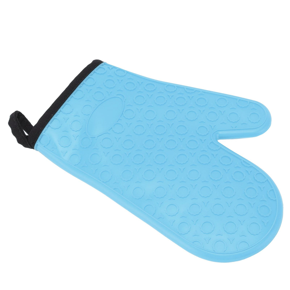 Silicone Oven Mitt High Temperature Resistant Waterproof Slip Proof Kitchen Baking Glove with Cotton Liner Blue