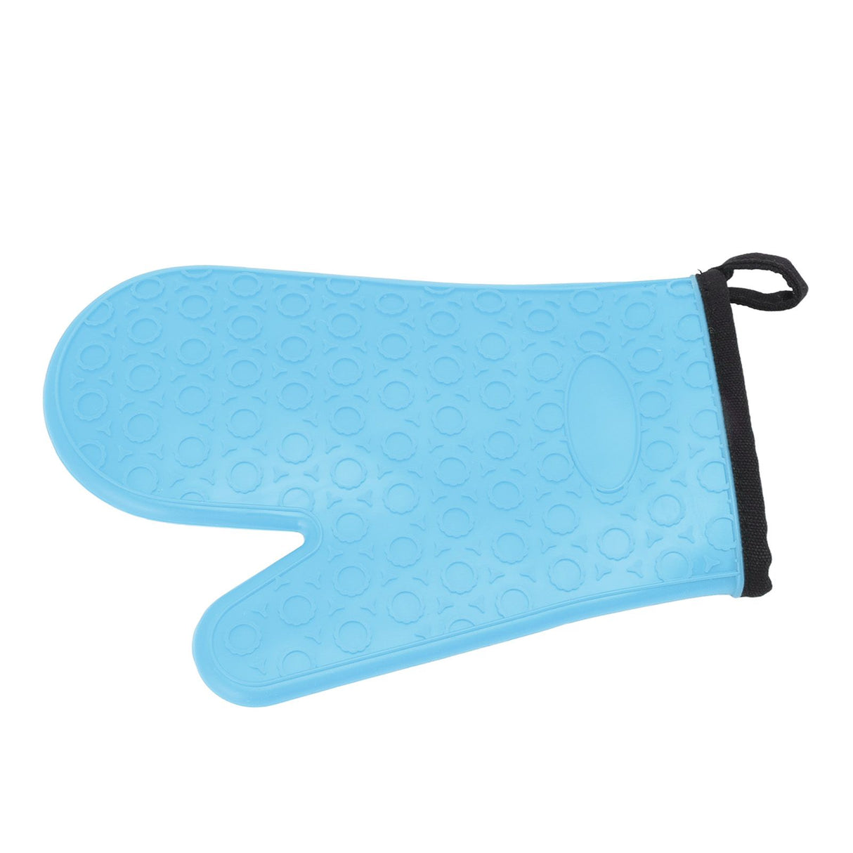 Silicone Oven Mitt High Temperature Resistant Waterproof Slip Proof Kitchen Baking Glove with Cotton Liner Blue