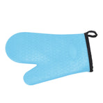 Silicone Oven Mitt High Temperature Resistant Waterproof Slip Proof Kitchen Baking Glove with Cotton Liner Blue