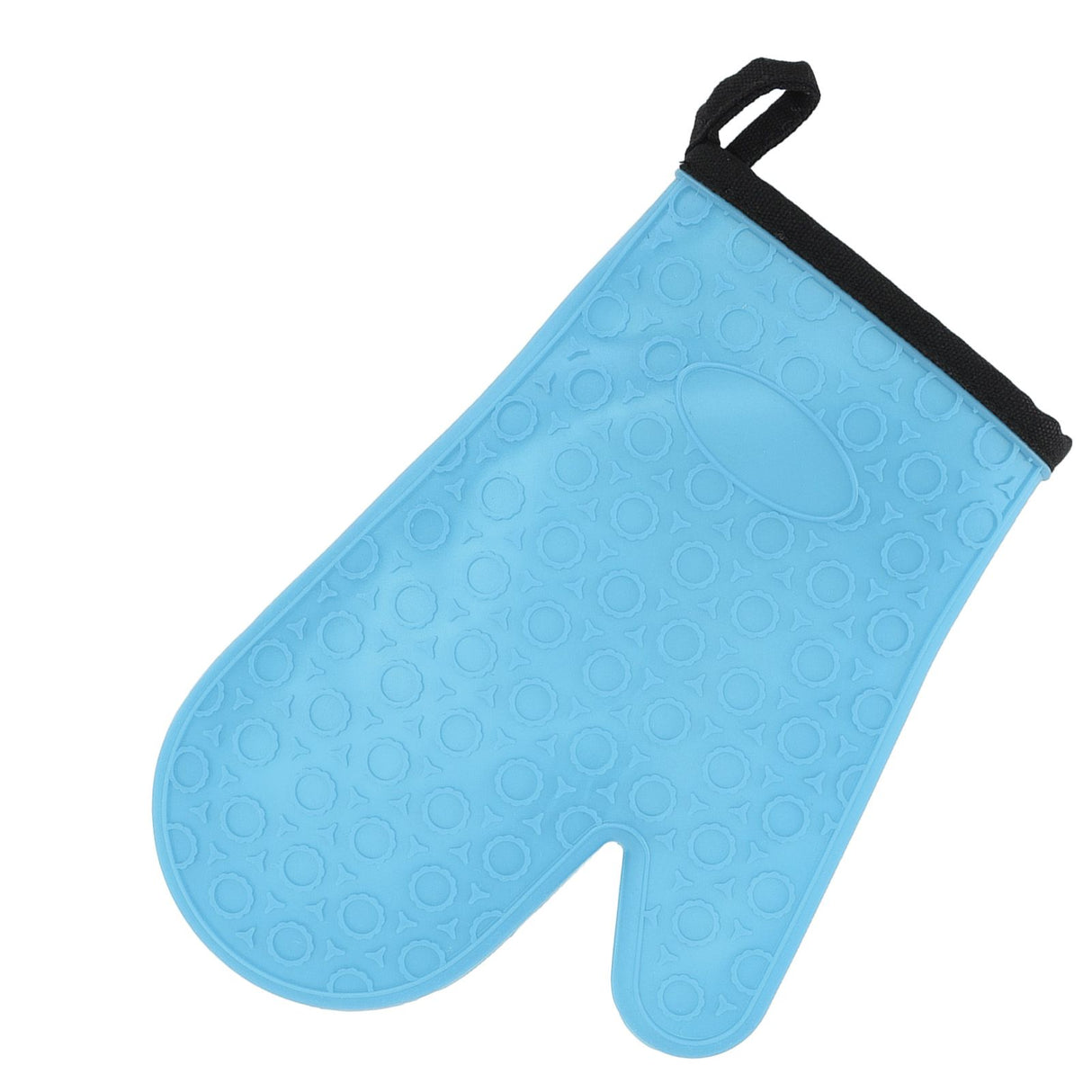 Silicone Oven Mitt High Temperature Resistant Waterproof Slip Proof Kitchen Baking Glove with Cotton Liner Blue