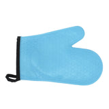 Silicone Oven Mitt High Temperature Resistant Waterproof Slip Proof Kitchen Baking Glove with Cotton Liner Blue