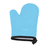 Silicone Oven Mitt High Temperature Resistant Waterproof Slip Proof Kitchen Baking Glove with Cotton Liner Blue - Extra Image