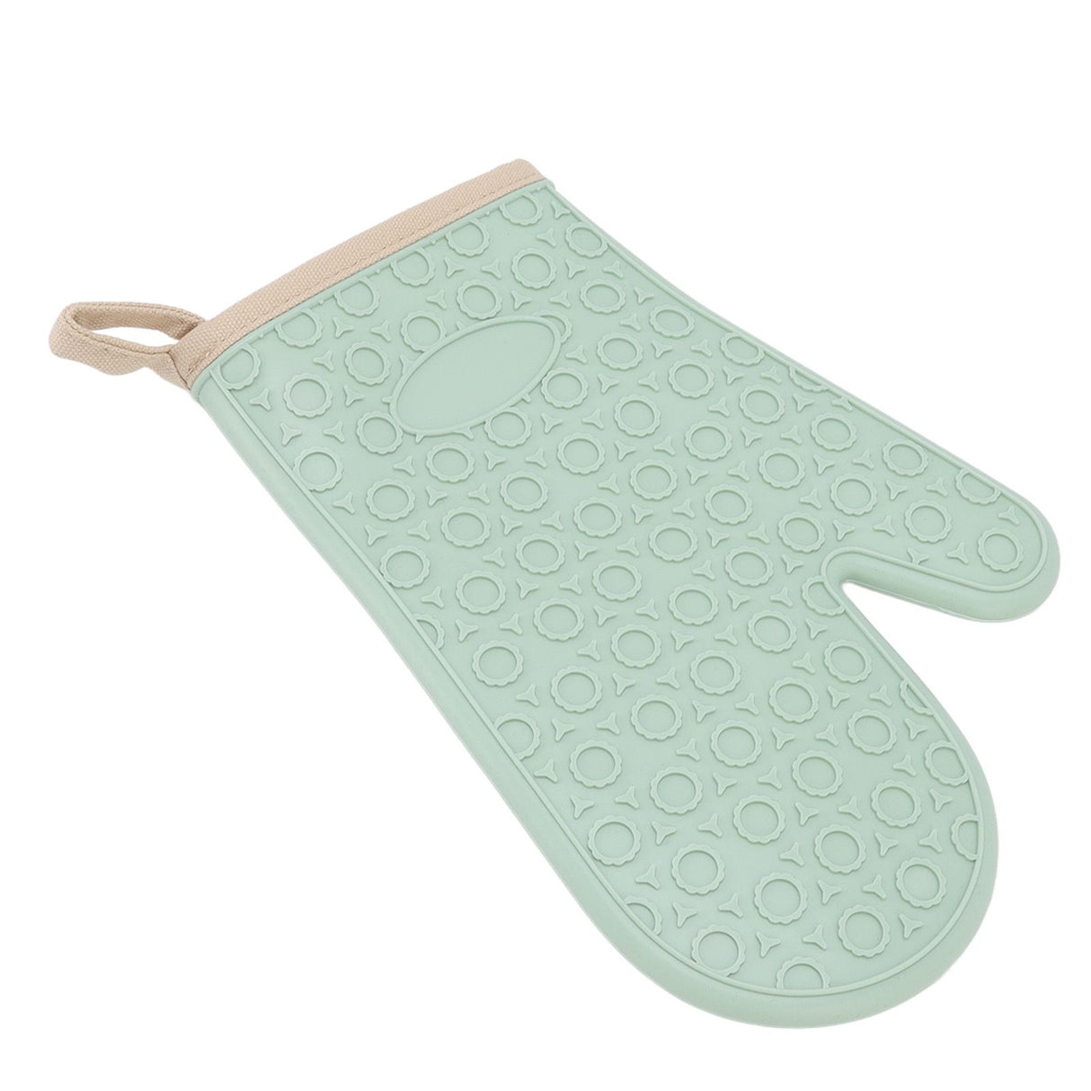 Silicone Oven Mitt High Temperature Resistant Waterproof Slip Proof Kitchen Baking Glove with Cotton Liner Green