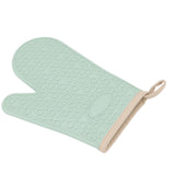 Silicone Oven Mitt High Temperature Resistant Waterproof Slip Proof Kitchen Baking Glove with Cotton Liner Green