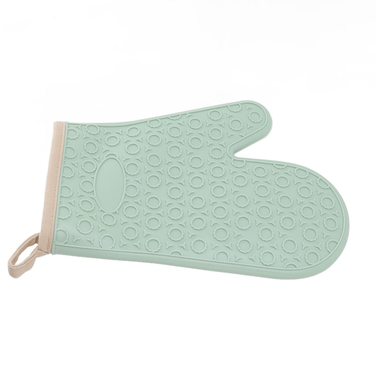 Silicone Oven Mitt High Temperature Resistant Waterproof Slip Proof Kitchen Baking Glove with Cotton Liner Green