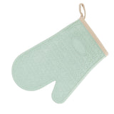 Silicone Oven Mitt High Temperature Resistant Waterproof Slip Proof Kitchen Baking Glove with Cotton Liner Green - 45-Degree Angle
