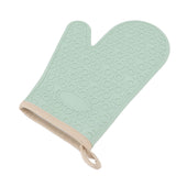 Silicone Oven Mitt High Temperature Resistant Waterproof Slip Proof Kitchen Baking Glove with Cotton Liner Green - Low Angle