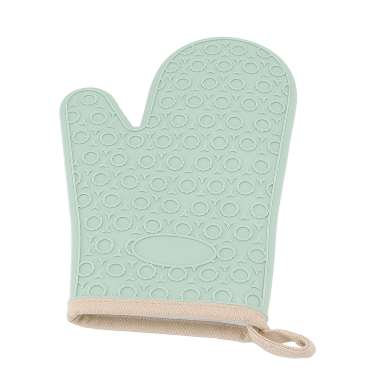 Silicone Oven Mitt High Temperature Resistant Waterproof Slip Proof Kitchen Baking Glove with Cotton Liner Green
