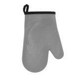 Silicone Oven Mitt High Temperature Resistant Waterproof Slip Proof Kitchen Baking Glove with Cotton Liner Gray