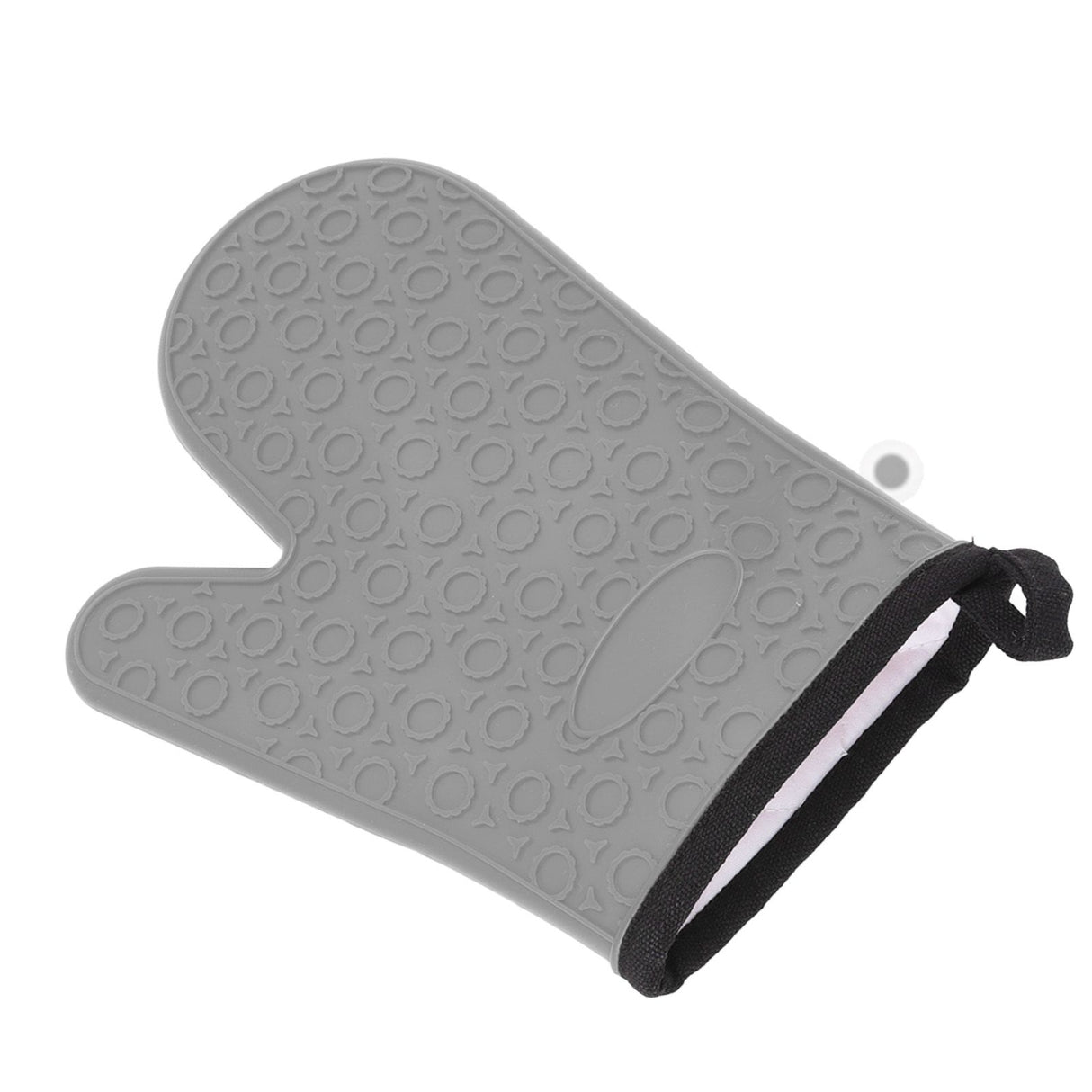 Silicone Oven Mitt High Temperature Resistant Waterproof Slip Proof Kitchen Baking Glove with Cotton Liner Gray