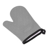 Silicone Oven Mitt High Temperature Resistant Waterproof Slip Proof Kitchen Baking Glove with Cotton Liner Gray