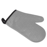 Silicone Oven Mitt High Temperature Resistant Waterproof Slip Proof Kitchen Baking Glove with Cotton Liner Gray - 45-Degree Angle