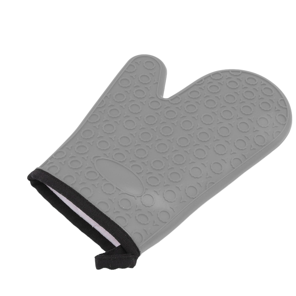 Silicone Oven Mitt High Temperature Resistant Waterproof Slip Proof Kitchen Baking Glove with Cotton Liner Gray