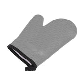 Silicone Oven Mitt High Temperature Resistant Waterproof Slip Proof Kitchen Baking Glove with Cotton Liner Gray