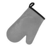 Silicone Oven Mitt High Temperature Resistant Waterproof Slip Proof Kitchen Baking Glove with Cotton Liner Gray