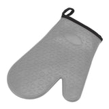 Silicone Oven Mitt High Temperature Resistant Waterproof Slip Proof Kitchen Baking Glove with Cotton Liner Gray