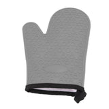 Silicone Oven Mitt High Temperature Resistant Waterproof Slip Proof Kitchen Baking Glove with Cotton Liner Gray