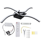 LED Ceiling Light Wavy Shape 3 Color Dimming Wrought Iron Ceiling Fixture with Remote Control Black AC110‑265V